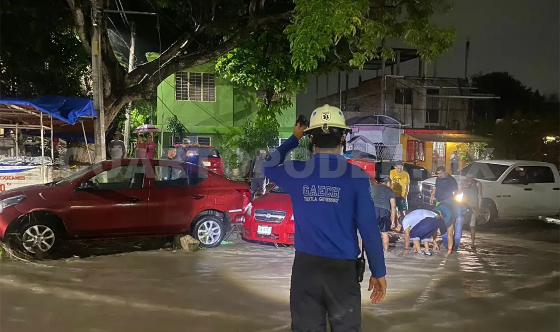 Intensa lluvia deja daños al oriente de Tuxtla