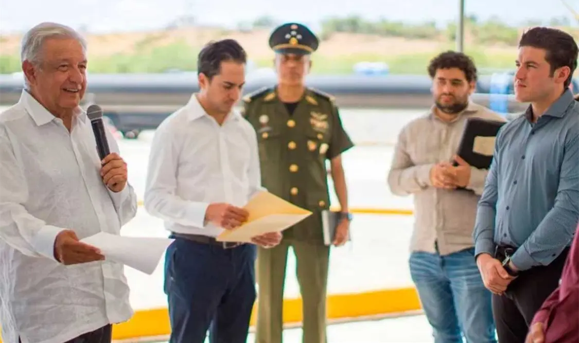 El presidente Andrés Manuel López Obrador realizó una visita de trabajo a la presa El Cuchillo. Cortesía