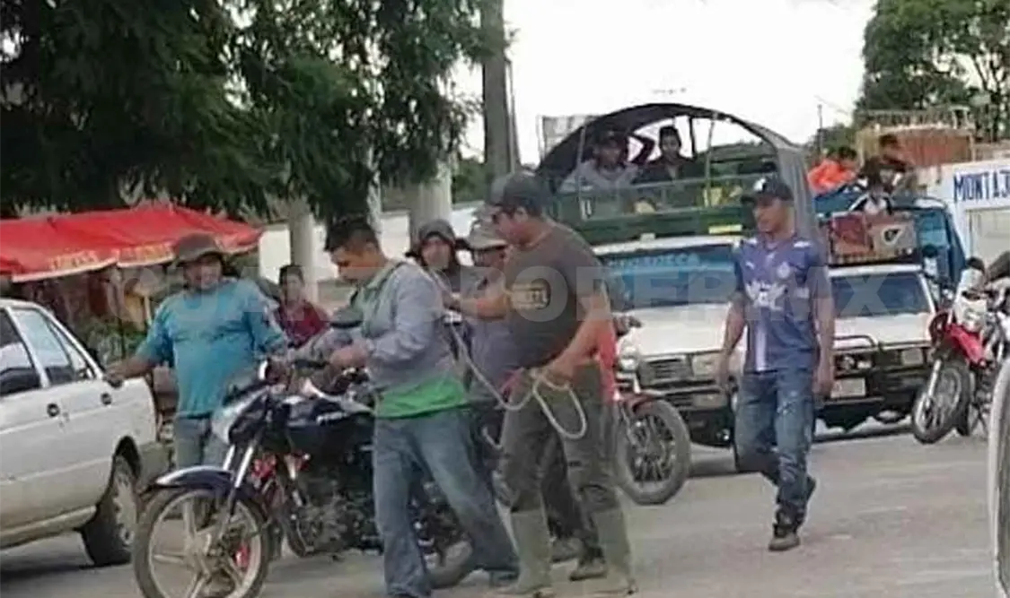 Retienen y amarran a presunto ladrón