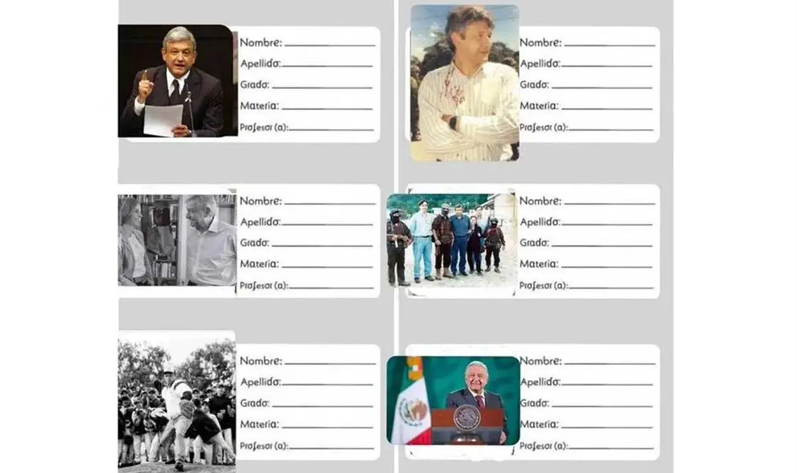 Presumen etiquetas con fotos de AMLO