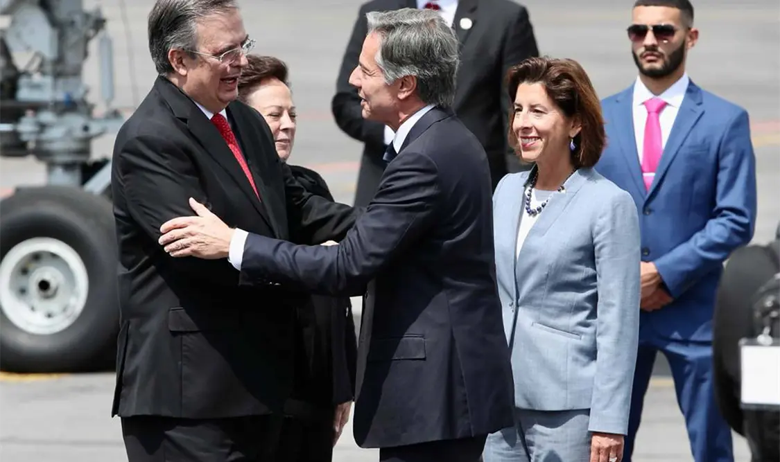 El canciller Marcelo Ebrard dio la bienvenida a Antony Blinken, secretario de Estado de Estados Unidos. Cortesía