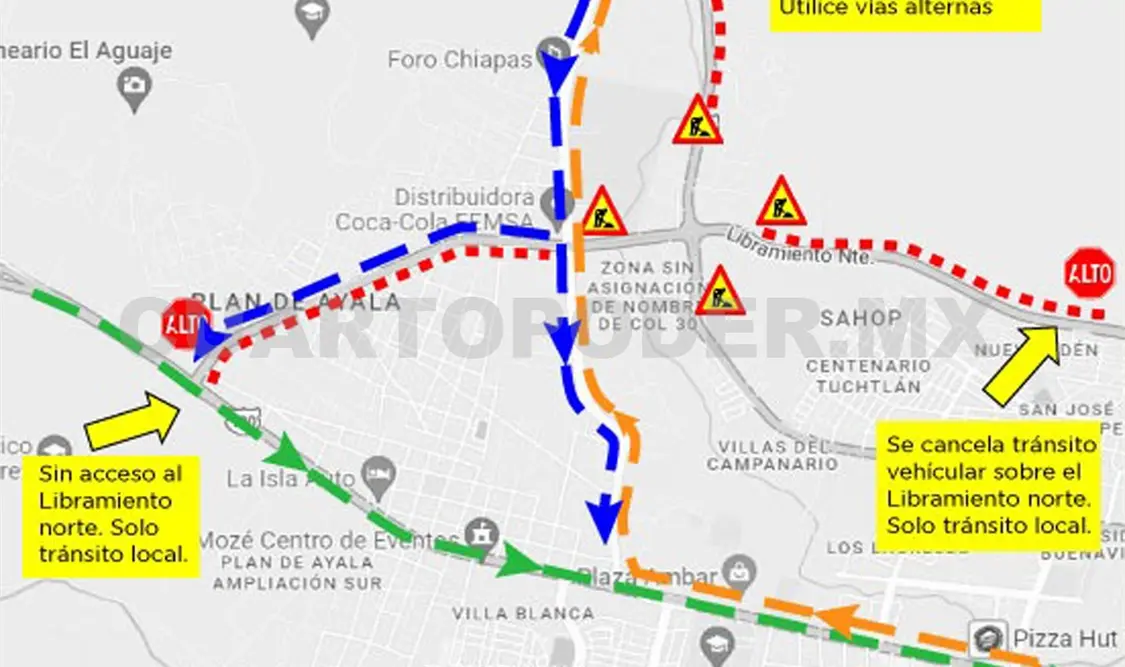Anuncian cierre total del libramiento Norte por obra