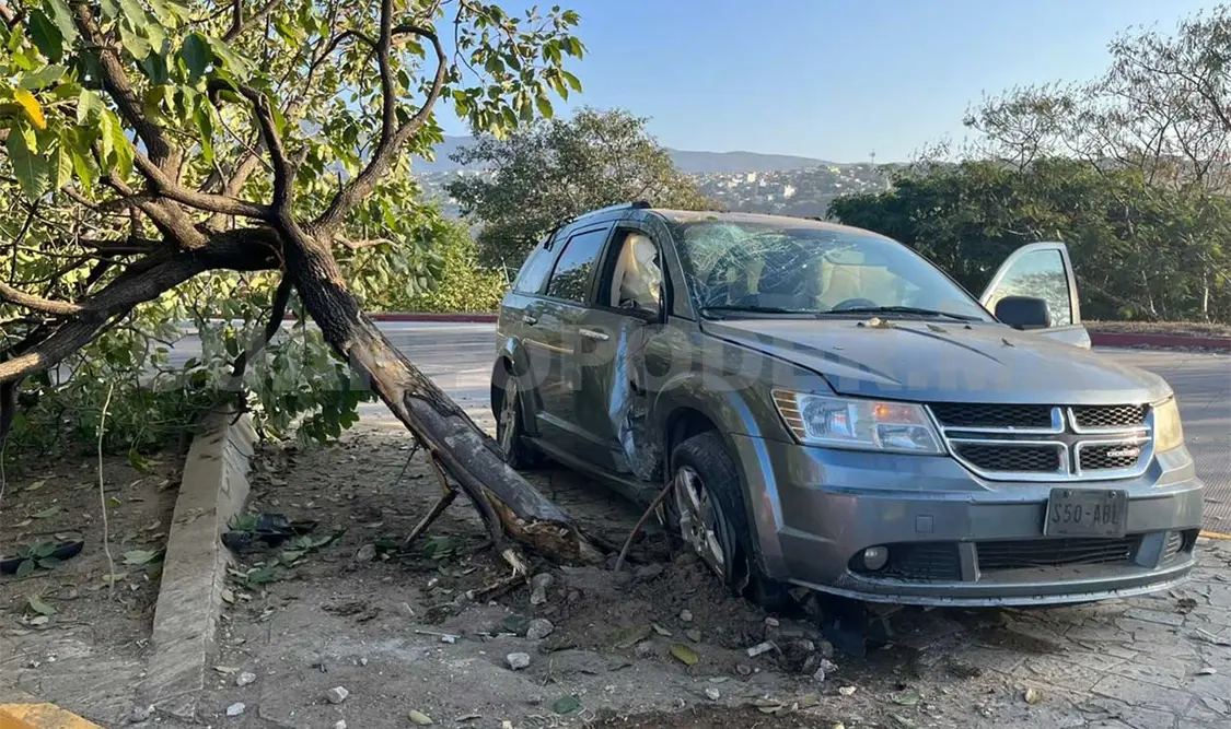 El acelerado conductor perdió el control, lo que provocó que se estrellara contra un árbol de matilisguate. Ulises López / CP