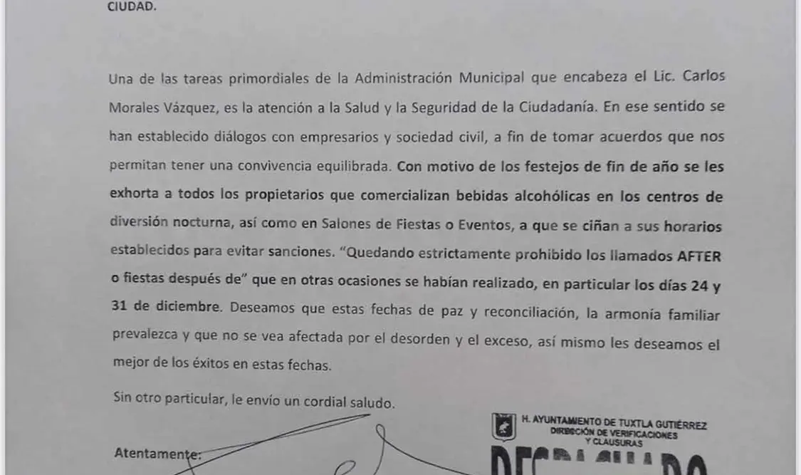 Aplicarán sanciones a quienes organicen “after’s”