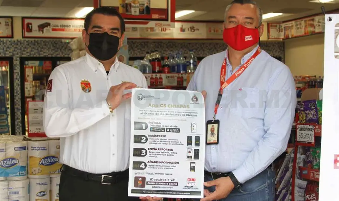 Promueve SSyPC aplicación C5-Chiapas en tiendas