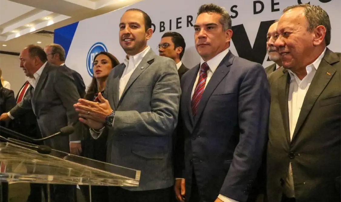 Los dirigentes del PAN, Marko Cortés, y del PRD, Jesús Zambrano, se reunieron en privado con el dirigente nacional del PRI, Alejandro Moreno. Cortesía