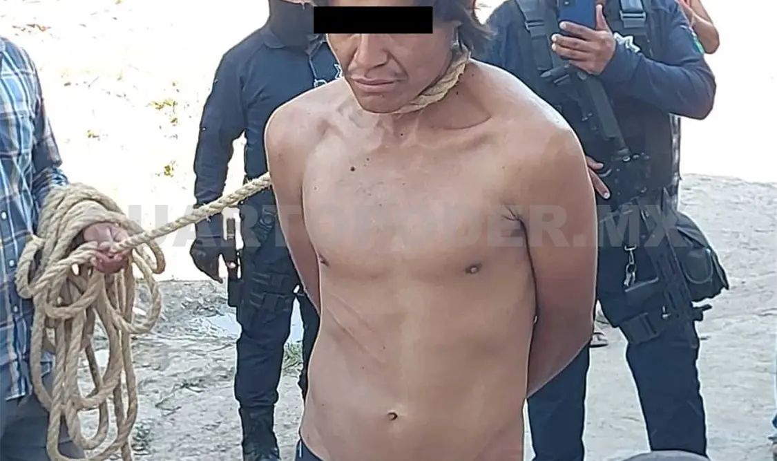 Detienen y amarran a presunto malhechor; casi es linchado