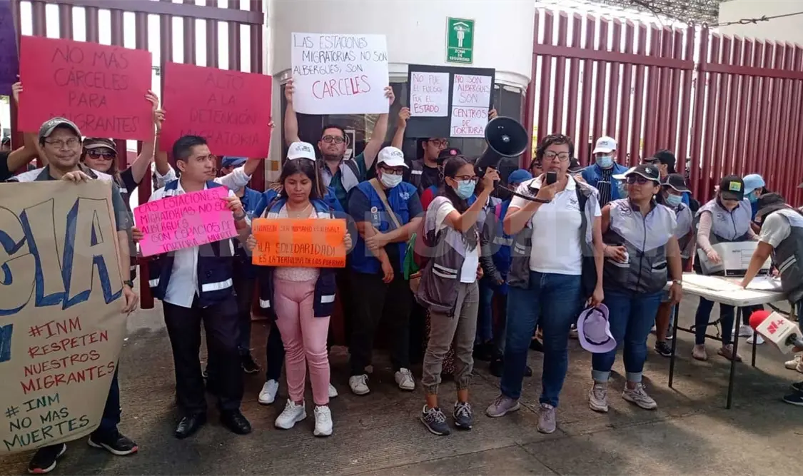 Protestan en estación migratoria de Tapachula