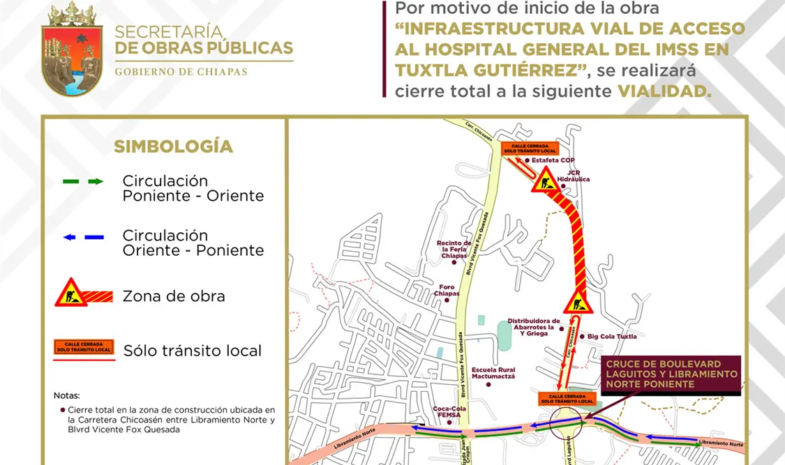 Cierre vial en carretera a San Fernando por obra