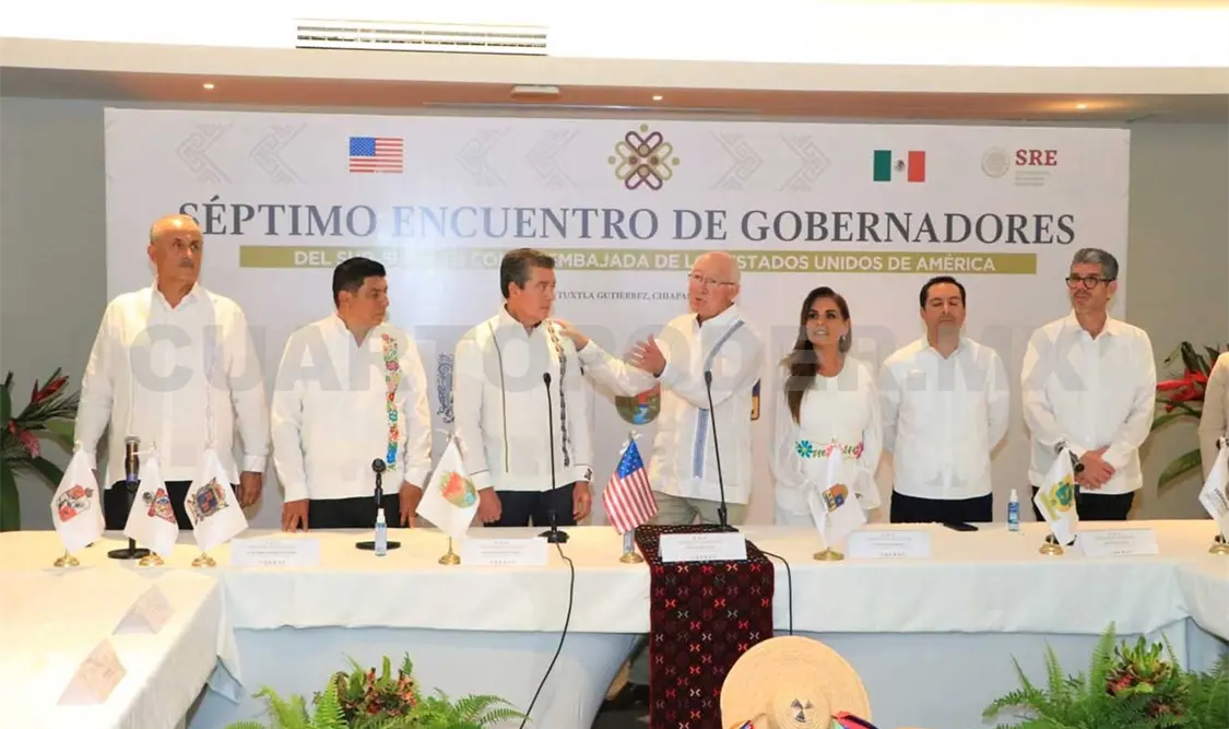 El mandatario chiapaneco, junto a sus homólogos, y el embajador de EUA, Ken Salazar, destacan inversiones. CP