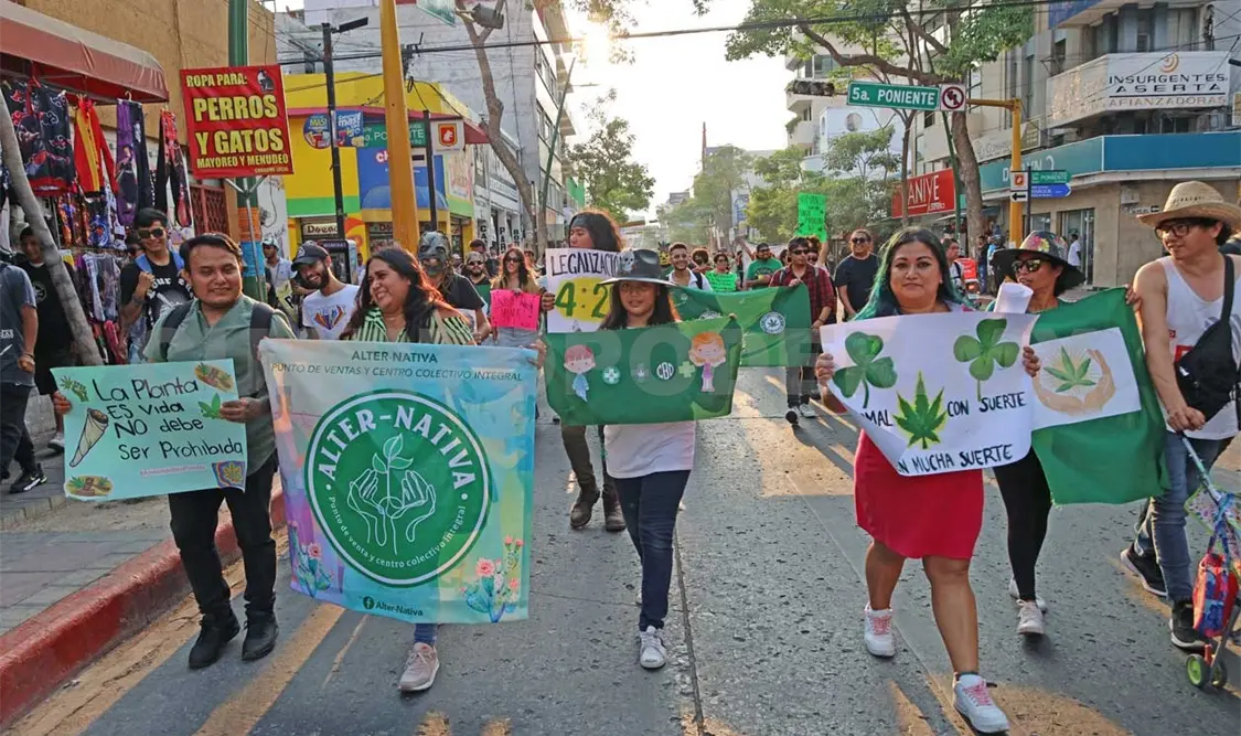 Durante la la primera “Cannabis en Marcha” en Tuxtla Gutiérrez. Carlos López / CP