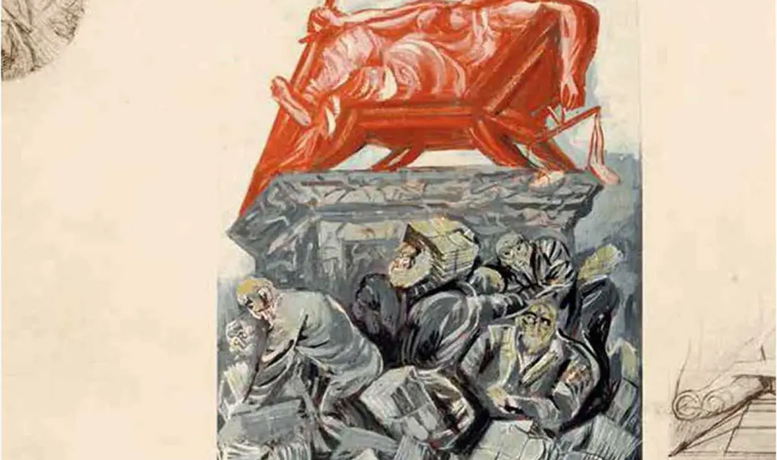 Se exponen 80 bocetos que el artista realizó como base para crear 13 emblemáticos murales. Cortesía