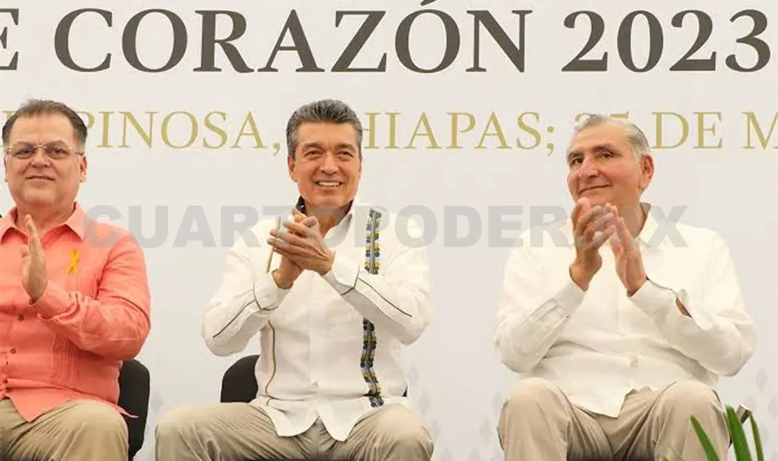 El secretario de Gobernación, Adán Augusto López Hernández, reconoció el trabajo del gobernador de Chiapas. CP