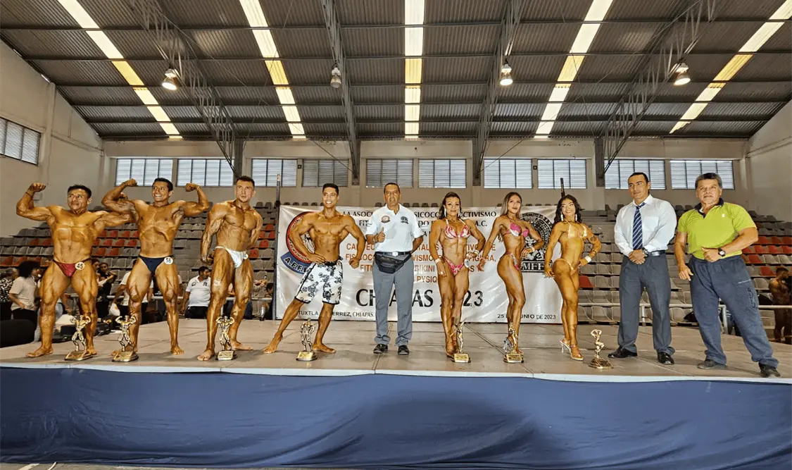 Los mejores del Selectivo de Fisicoconstructivismo y Fitness Chiapas 2023, que se celebró en Tuxtla Gutiérrez. Cortesía