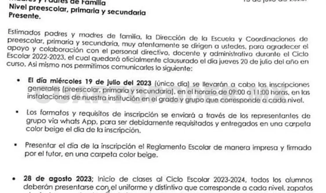 Denuncian incremento de casi el 100 % en cuota escolar