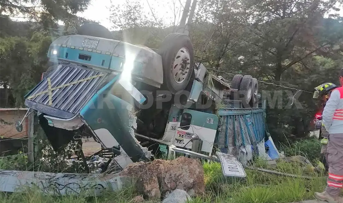 Coloso sufre salida de camino y vuelca