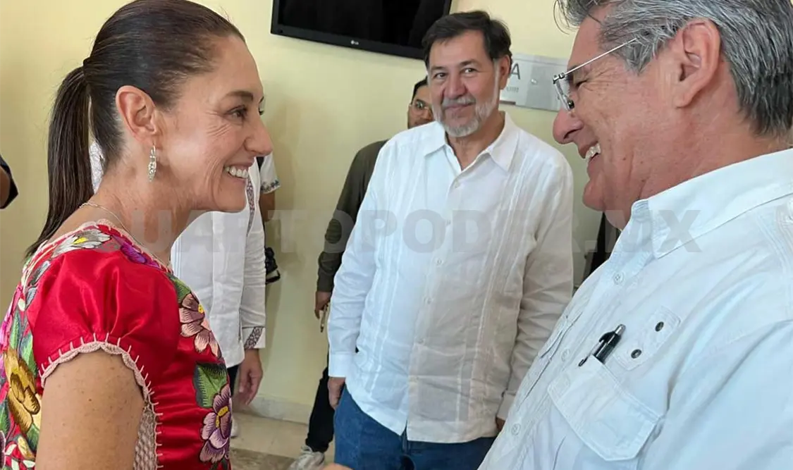 Carlos Morales en saludo privado con Claudia Sheinbaum. Cortesía