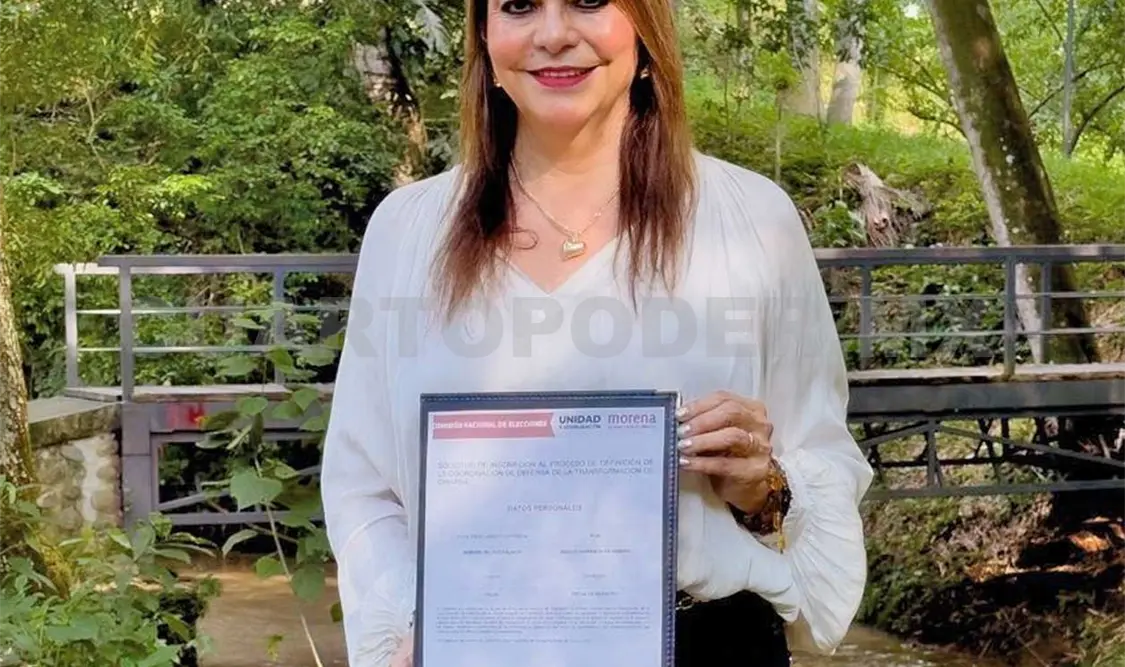 Rosy Urbina presentó su registro como aspirante a la Coordinación de la Defensa de la Cuarta Transformación en Chiapas. Víctor Sánchez / CP