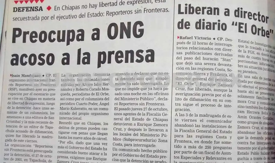 Expresaron su preocupación por el escenario que se vive en Chiapas en materia de libertad de expresión. CP