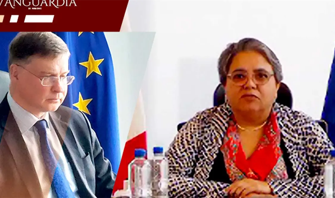 Encuentro entre Valdis Dombrovskis y Raquel Buenrostro Sánchez. Cortesía