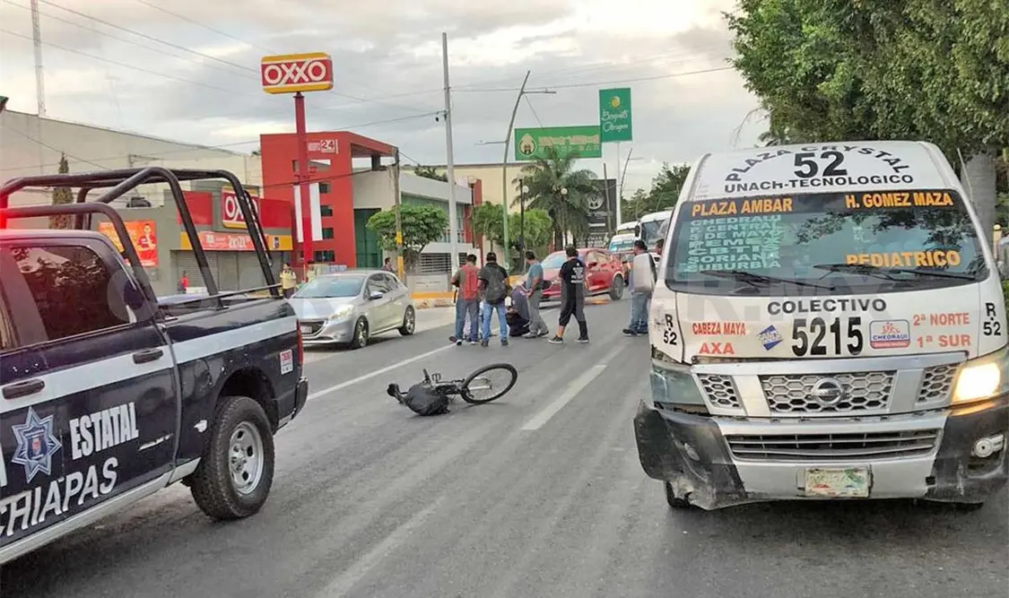 Ciclista es embestido por veloz colectivero
