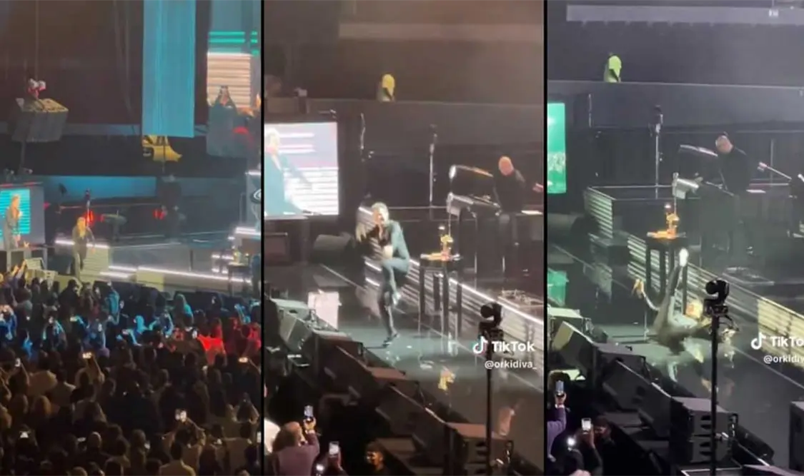 Sufre caída en pleno concierto