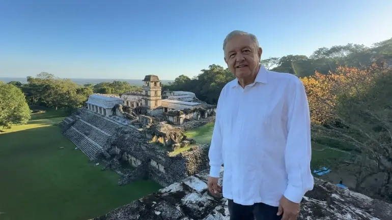 El mensaje fue grabado por el titular del Ejecutivo en la zona arqueológica de Palenque, Chiapas. Cortesía