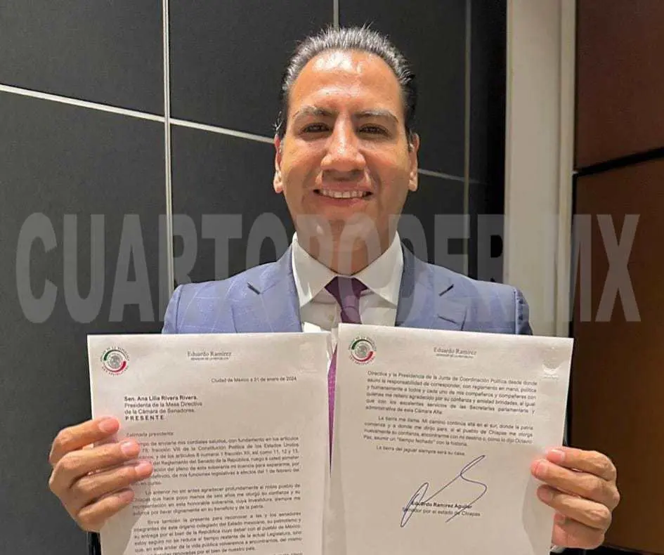 Presenta Eduardo Ramírez Aguilar licencia al Senado; se dedicará a coordinar la 4T en Chiapas