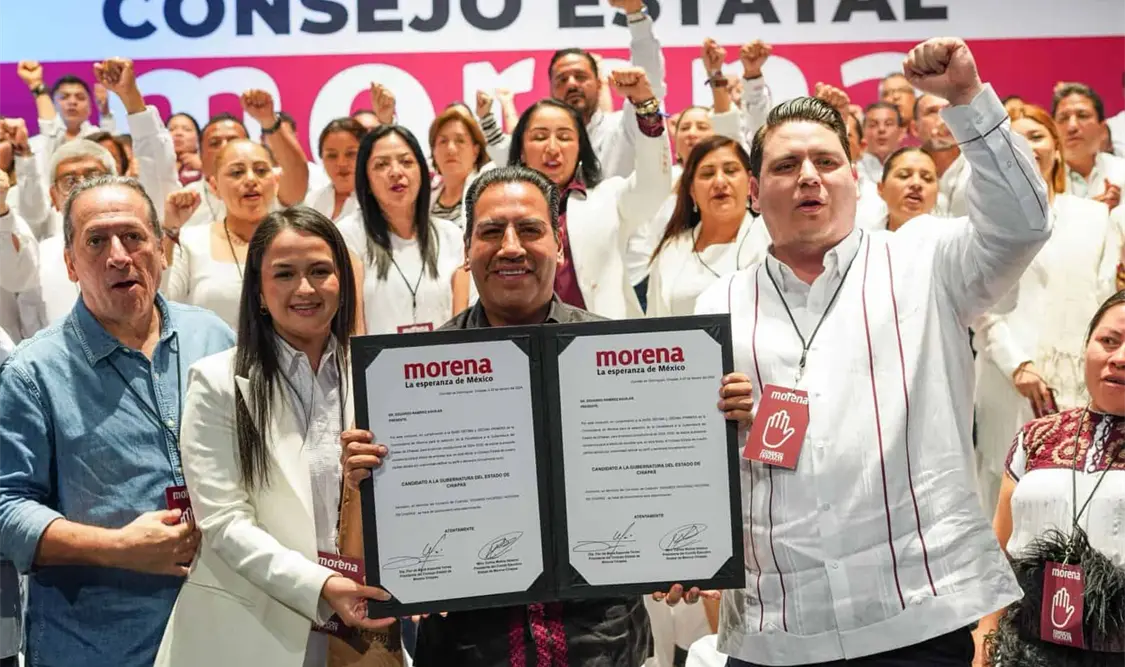 Morena entrega constancia a Eduardo Ramírez como su candidato a la gubernatura de Chiapas