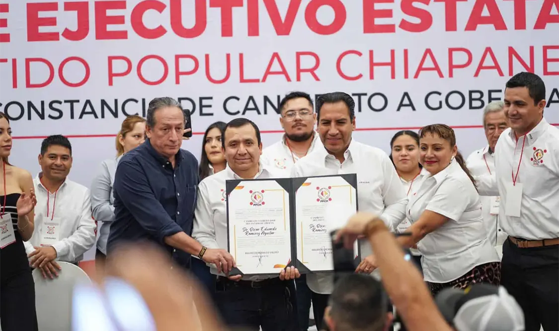 PPCH entrega constancia de candidatura al gobierno de Chiapas a Eduardo Ramírez