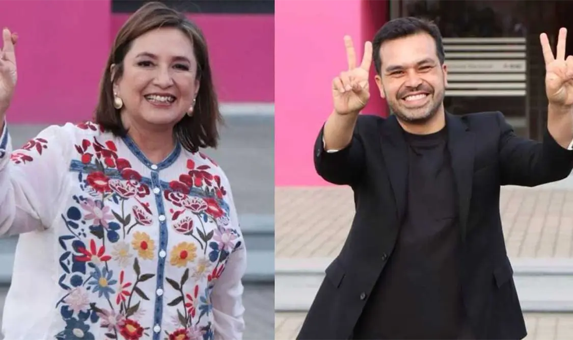Xóchitl Gálvez y Máynez acudieron al set del primer debate. Cortesía