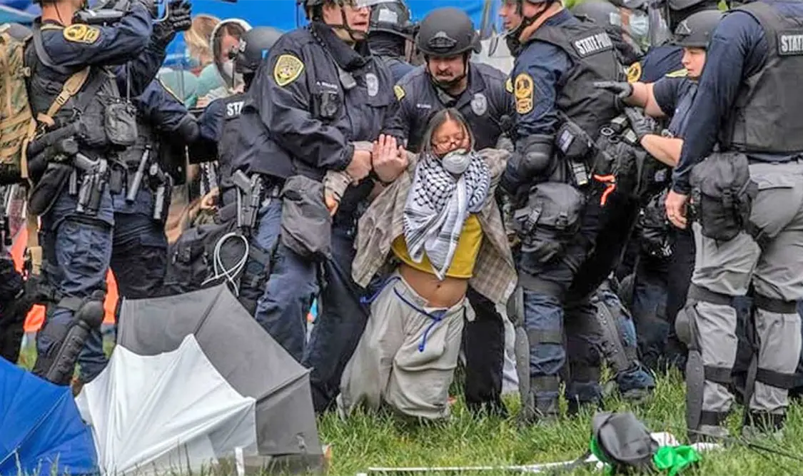 Protestan en contra del apoyo de EE. UU. a la ofensiva israelí sobre la Franja de Gaza. Cortesía