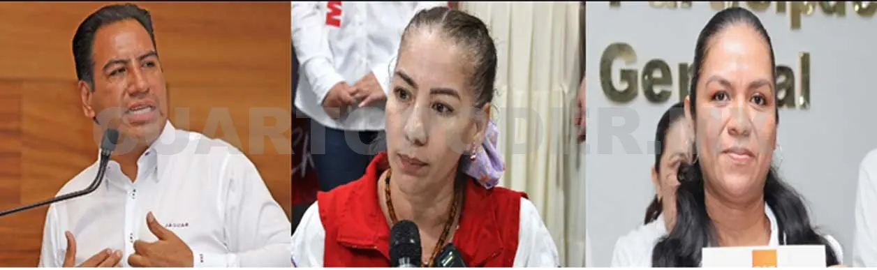Olga Luz Espinosa Morales, de Fuerza y Corazón por Chiapas; Karla Irasema Muñoz Balanzar, de MC, y Óscar Eduardo Ramírez Aguilar, de Sigamos Haciendo Historia, frente a frente