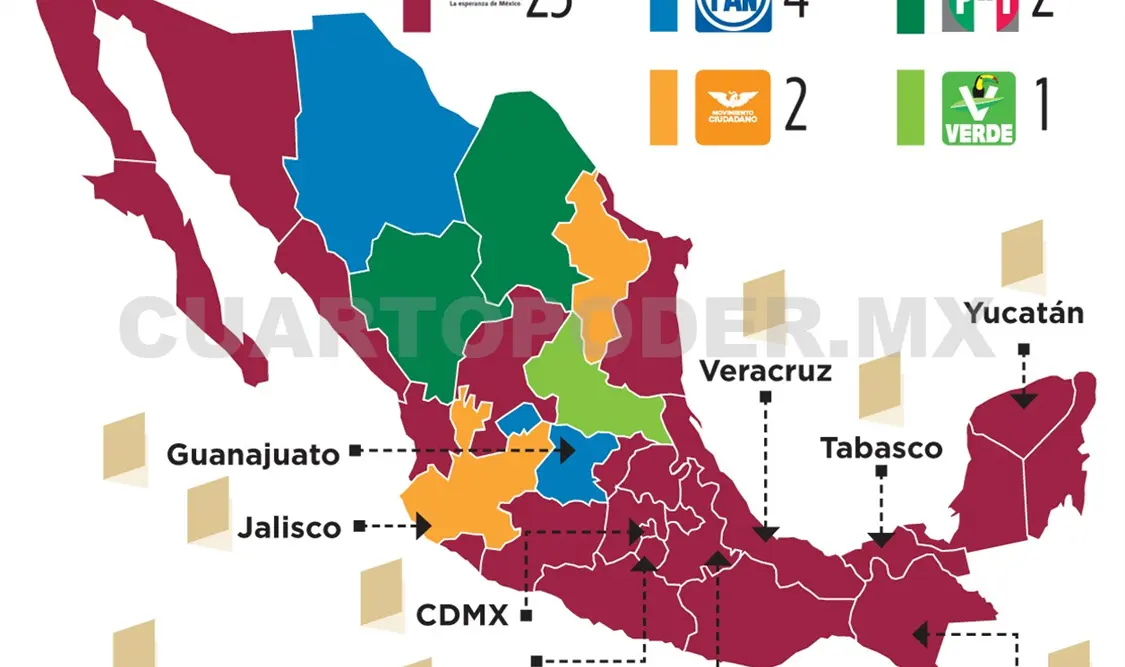 Cómo queda el mapa político de México