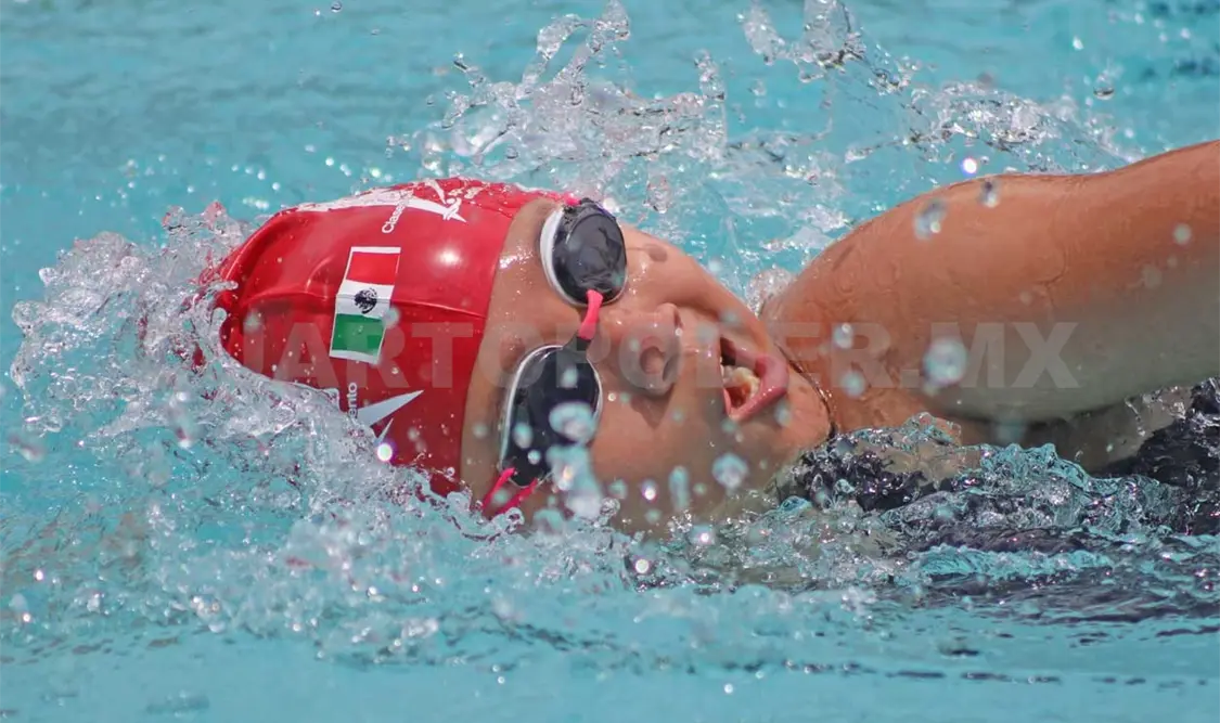 Acción del Campeonato Estatal Infantil de Natación Irma Marroquín de Zúñiga 2024. Carlos López/CP