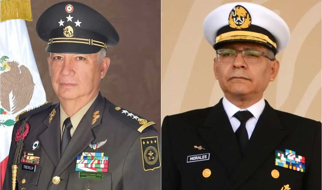 próximos secretarios de la Defensa Nacional, Ricardo Trevilla Trejo y de la Marina Armada de México, el almirante Raymundo Morales. El Universal