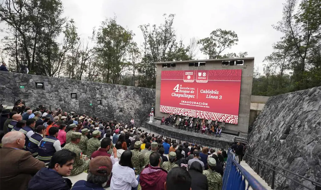 López Obrador inauguró la Cuarta Sección del Bosque de Chapultepec y la Línea 3 del Cablebús. El Universal