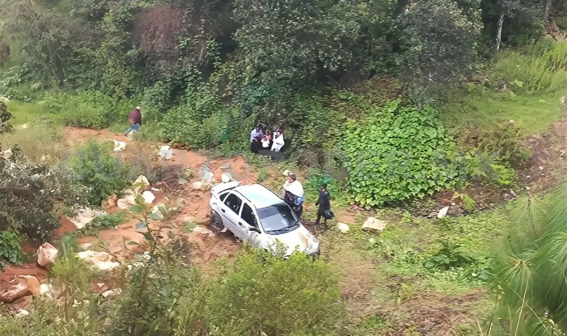 Pierde el control y se desbarranca en carretera