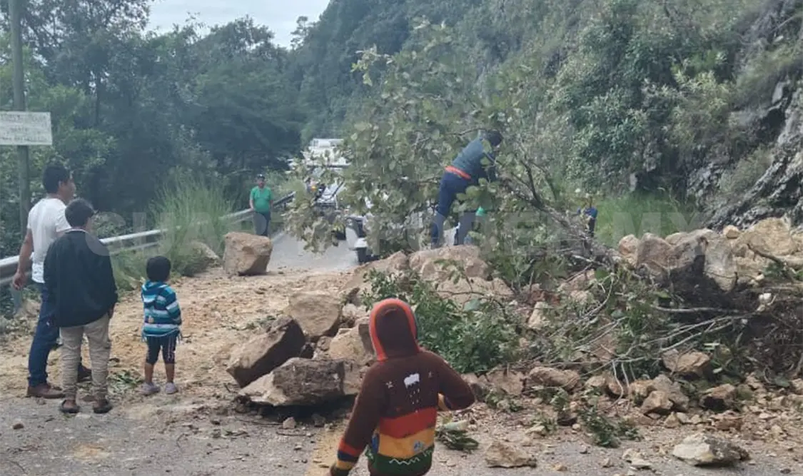 Derrumbe en el tramo carretero Ocosingo-SCLC