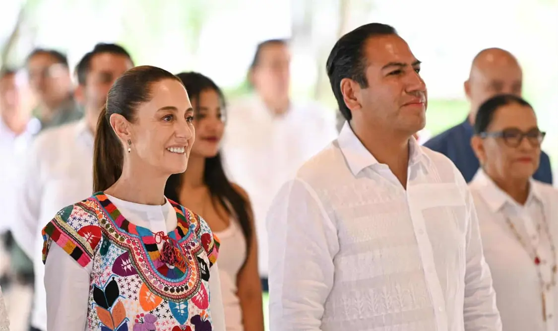 En Palenque, Claudia Sheinbaum y Eduardo Ramírez realizan corte del listón inaugural del Catvi