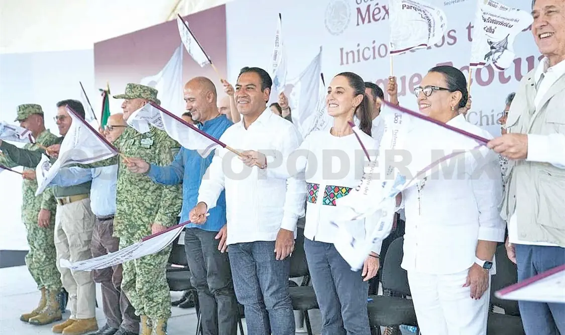 El gobernador del estado acompañó a la presidenta al banderazo del inicio de construcción de un parque ecoturístico. CP