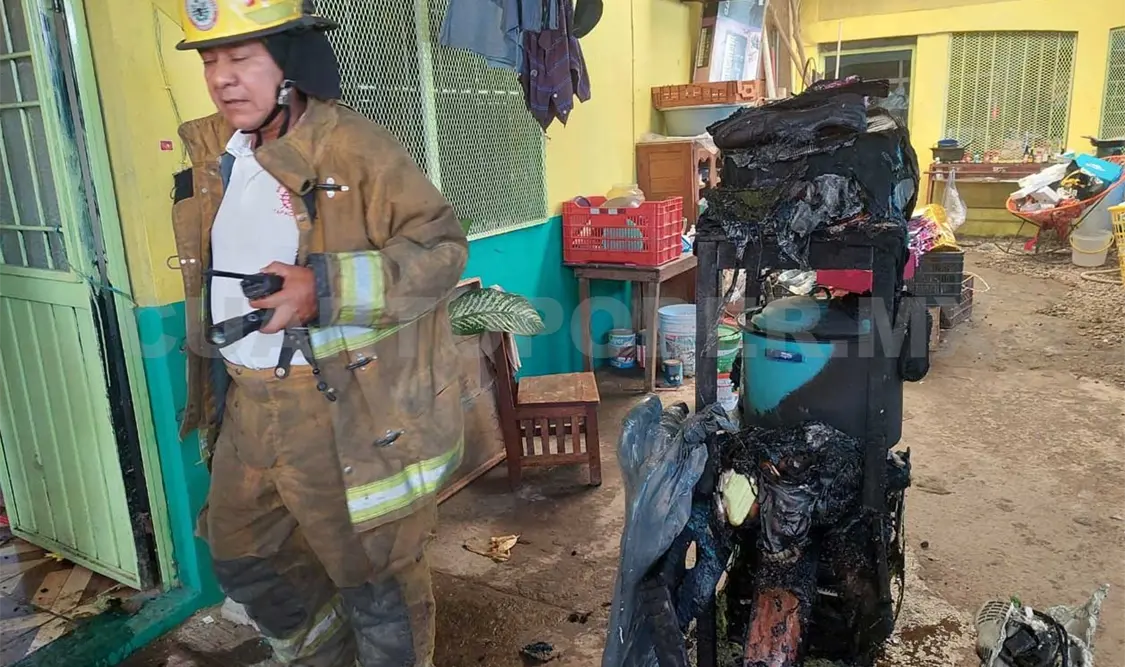 Incendio en vivienda salda con daños materiales