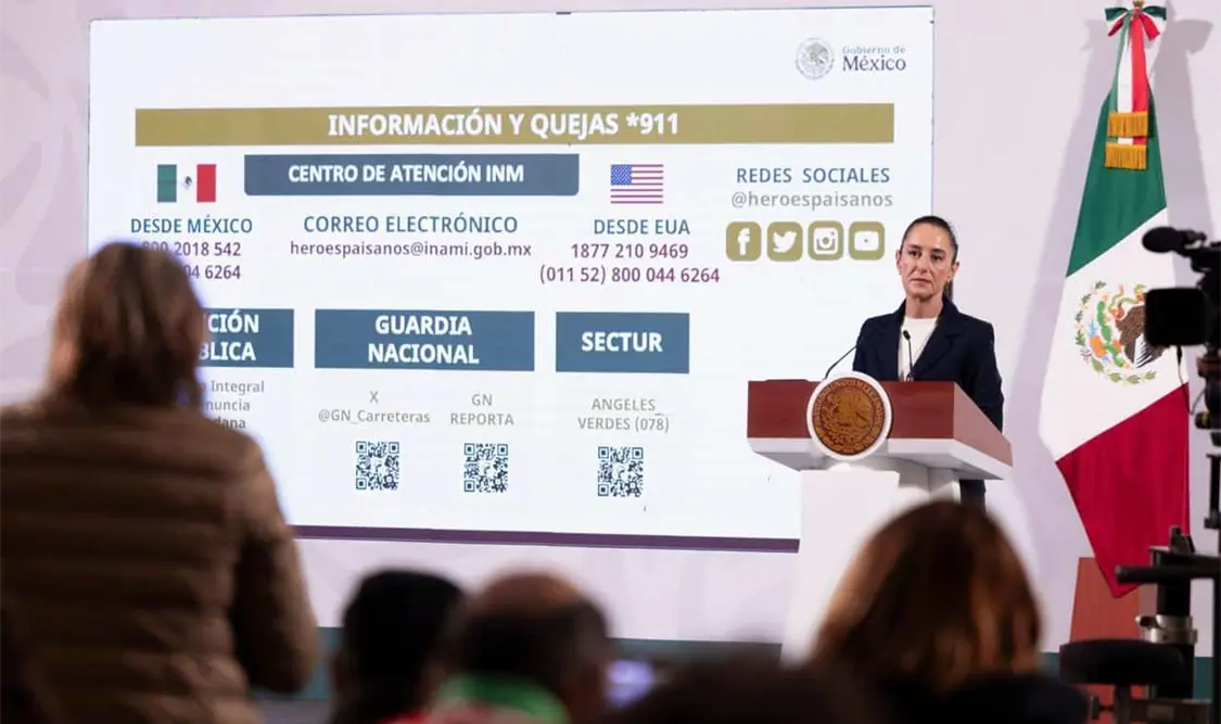 La presidenta informó a los connacionales que visitan México que pueden solicitar orientación y apoyo al Gobierno de México. Cortesía