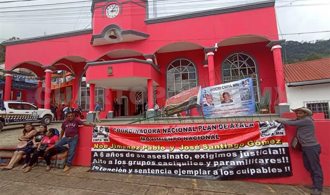 El Mocri-CNPA realizó una protesta desde la cabecera de Amatán. Cortesía