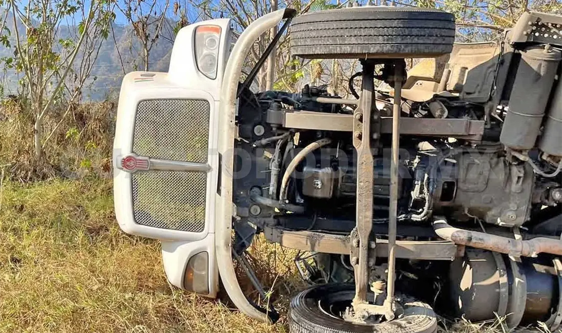 Camión cervecero vuelca de costado en carretera
