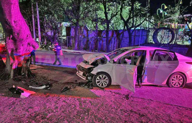 Al parecer ebrio, se estampa contra un árbol