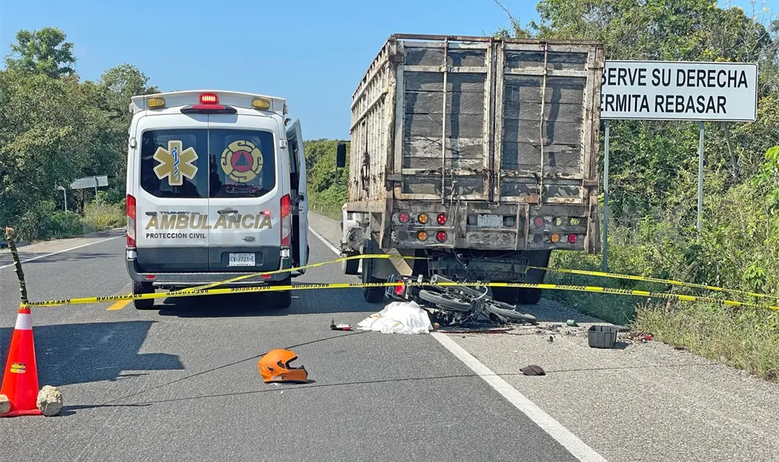 Un motociclista perdió la vida casi al instante al impactar por detrás a un camión que aparcó en la carretera. Genaro Sánchez / CP
