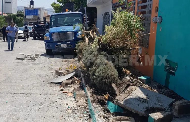 Se echa de reversa y destruye jardineras