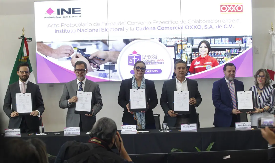 Firma INE convenio con Oxxo para poner casillas
