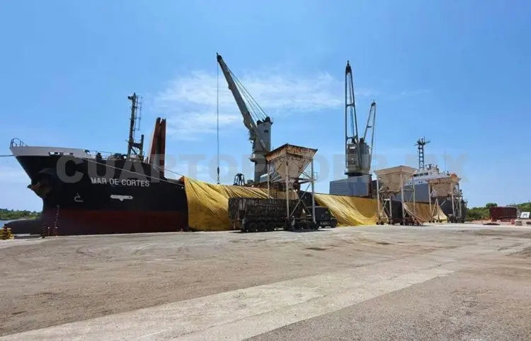 Buque cargado de maíz llega a Puerto Chiapas